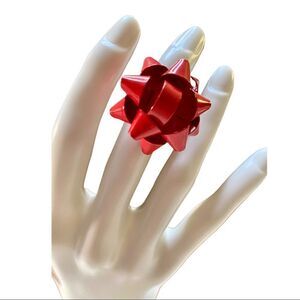 Francescas Red Bow Silver Toned Adjustable Ring! 😍